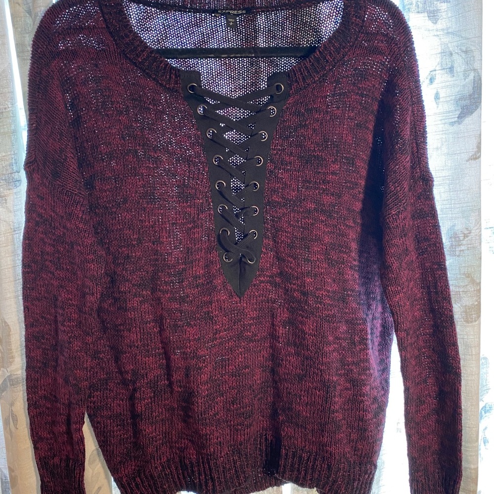 Express Lace-Up Sweater